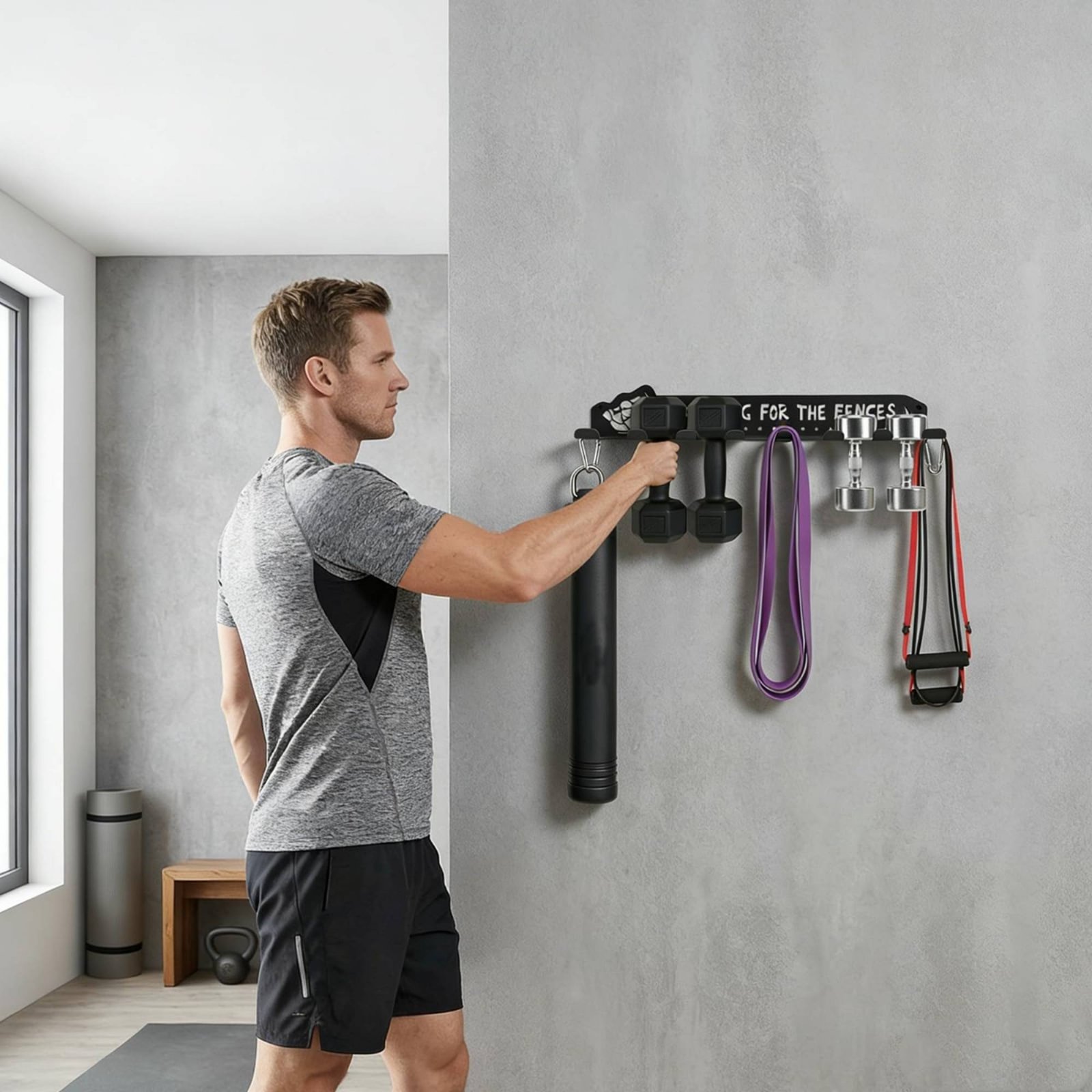 Heavy Equipment Usa - 8-Haken-Sportgerätehalterung, Robuster Metall-Sportgeräte-Organizer, Platzsparend für Innen-