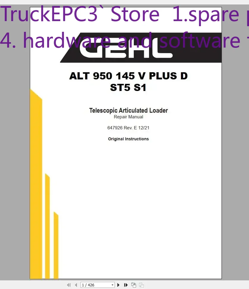 Heavy Equipment Pdf - TruckEPC3 GEHL Maschinen- und Baumaschinen-Servicemanual 4,89
