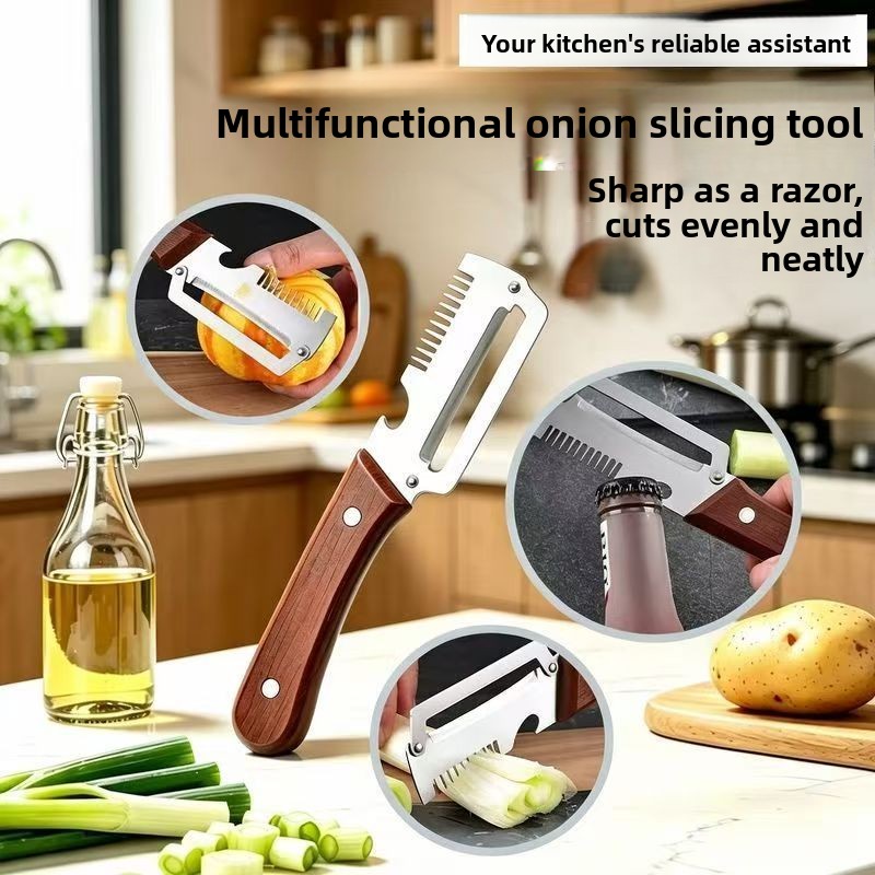 Heavy Equipment Scraper - Robuster Holzgriff-Schäler, Multifunktionaler Obst- und Gemüseschäler,