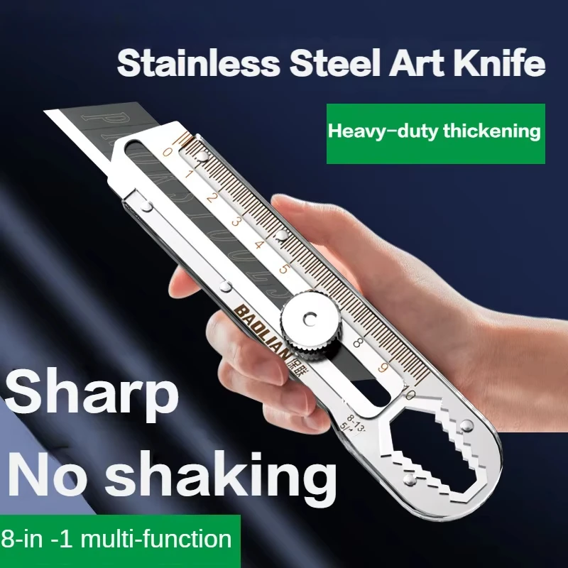 Heavy Equipment Blade - Allzweckmesser-Boxschneider, 8-in-1, vielseitig einsetzbar, aus Edelstahl,