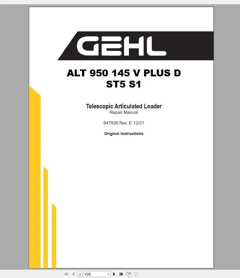 SpecDiag GEHL Machinery Heavy  – Heavy Equipment Pdf Bewertung und Preis