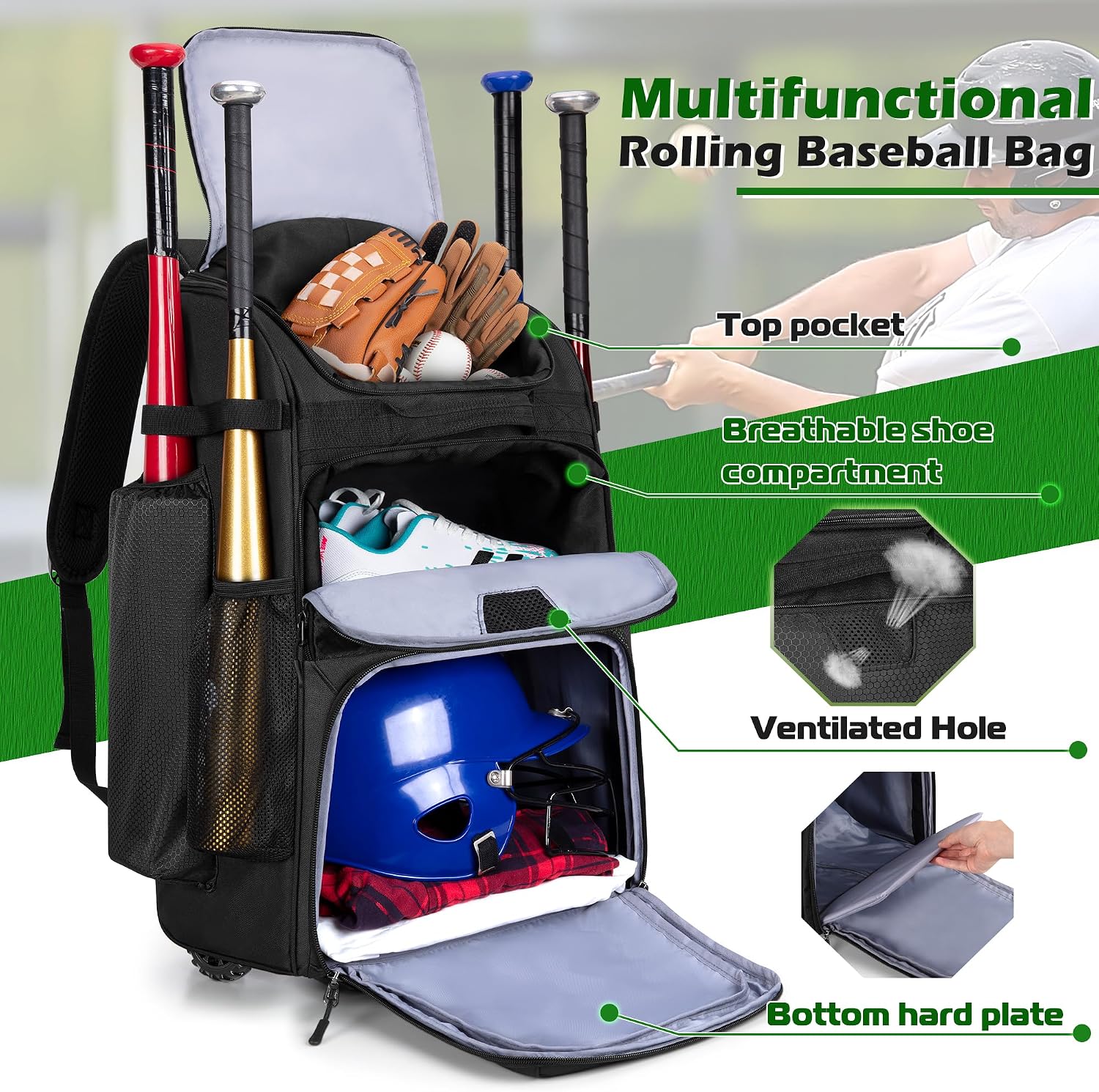 Rollender Baseball-Rucksack mi – Heavy Equipment Usa Bewertung und Preis